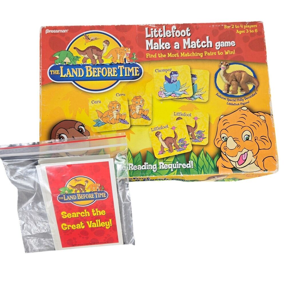 Lot of 2 Vintage Land Before Time Make A Match & Search the Great Valley Game
